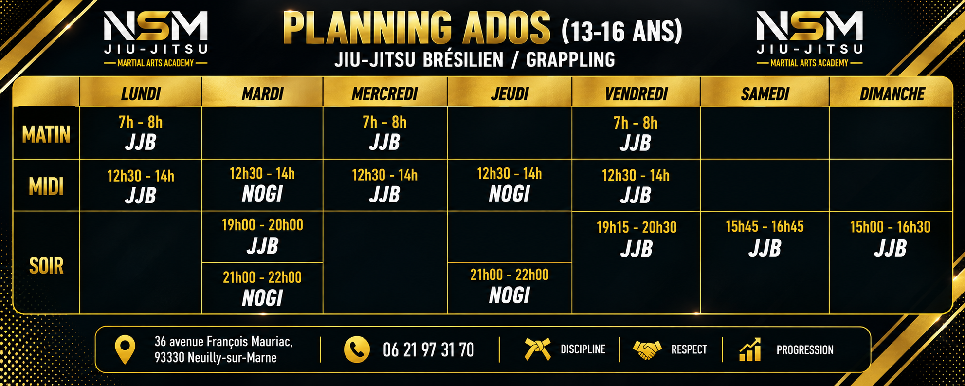 Planning NSM Ados – 13 à 16 ans