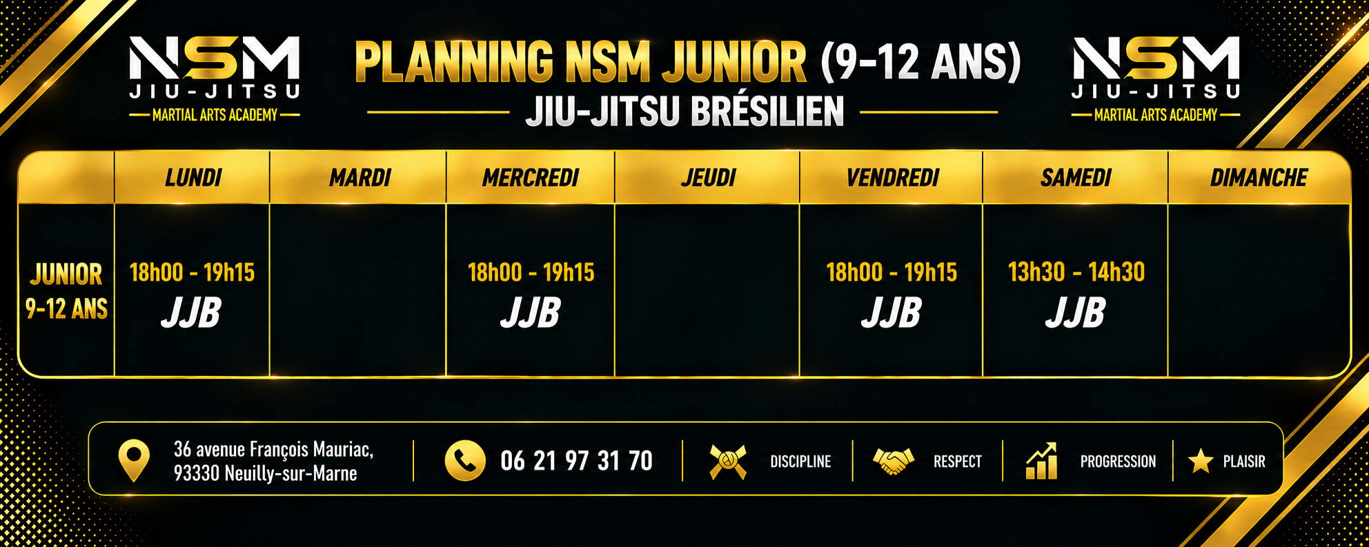 Planning NSM Junior – 9 à 12 ans